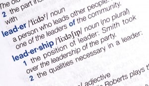 Close-up definition of the Leadership dictionary word